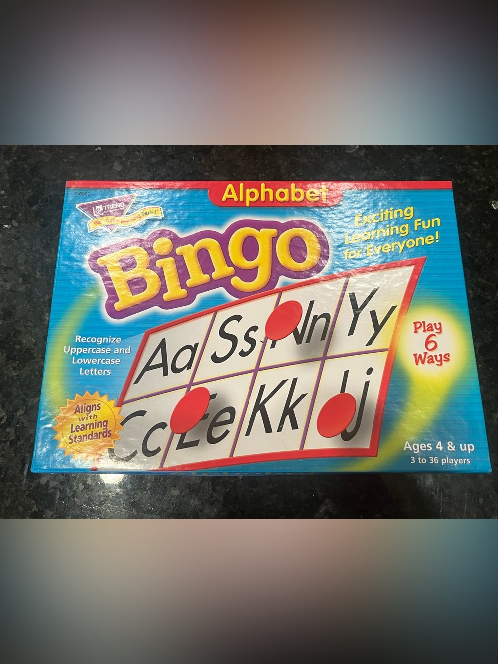 Alphabet Bingo Learning Game - Blue Box with Red Markers